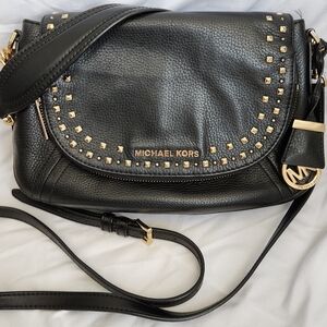 Michael Kors Aria Black and Gold Crossbody Bag